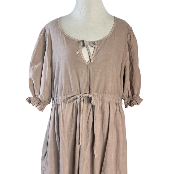 Lacausa Sappho Midi Dress Mushroom Size Large Neutral Cottage Prairie Ethereal - Picture 8 of 15